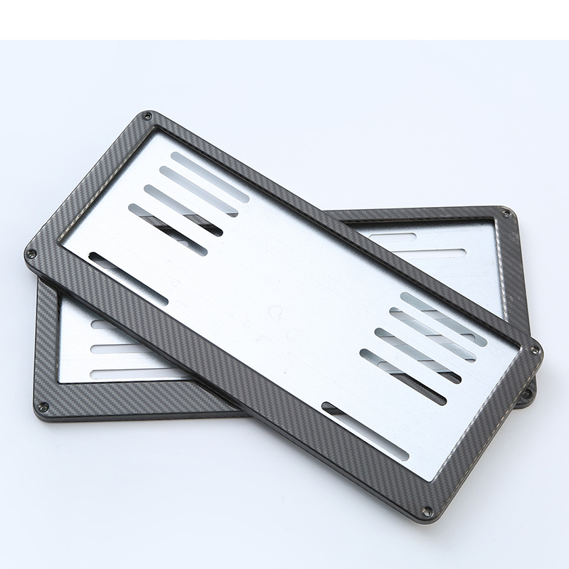 Los fabricantes de Venta caliente transfronterizos suministran Marco de placa de matrícula de coche de fibra de carbono de acero inoxidable Marco de placa de matrícula de coche antirrobo decorativo estándar estadounidense image 4