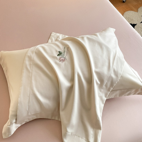 Light luxury Category A maternal and infant grade pure cotton long-staple cotton four-piece set pure cotton embroidered sheets, fitted sheets, quilt covers, bedding 4