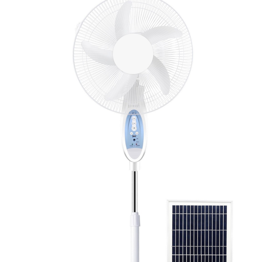 热销新款16寸太阳能风扇遥控充电落地风扇大容量电池充电立扇