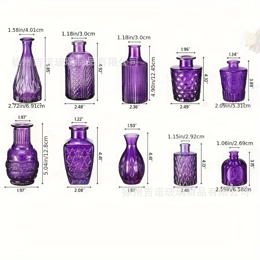 Luz de lujo simple retro mini jarrón de vidrio en vidrio de viento pequeño jarrón de flores flores flores secas flores decoración de oficina