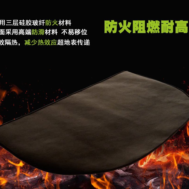 Ignífugo resistente a altas temperaturas ignífugo chimenea estera de doble capa de fibra de vidrio de silicona estera ignífuga grande redondeada estufa de madera chimenea Manta