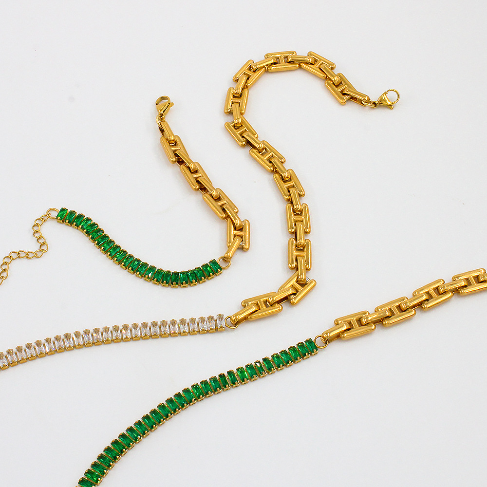 Retro Geometric Titanium Steel Plating Bracelets Necklace