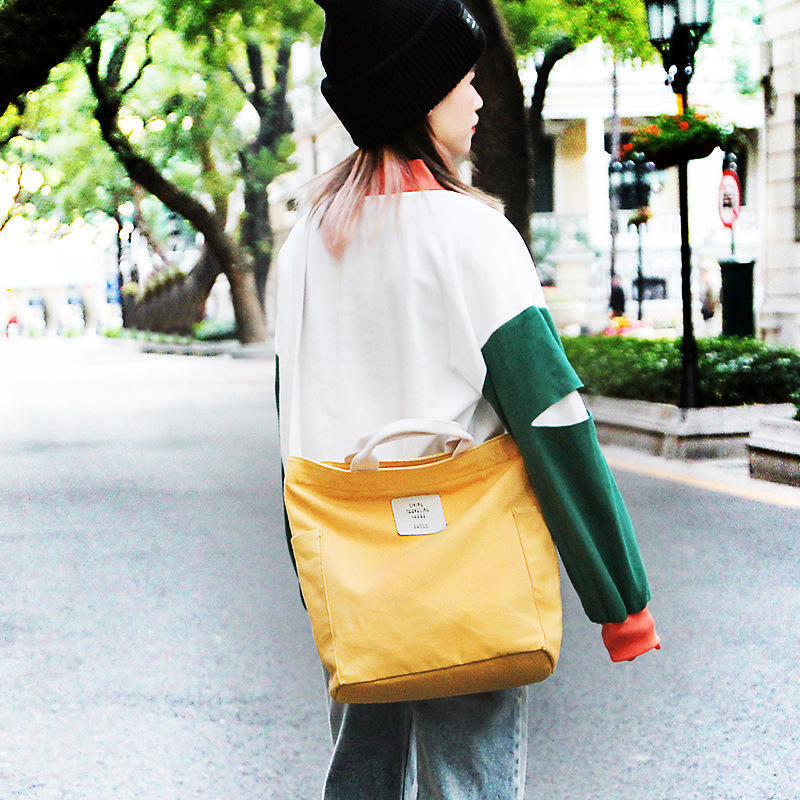 Factory Direct cotton color portable canvas bag shoulder bag female campus versatile large capacity messenger bag student bag