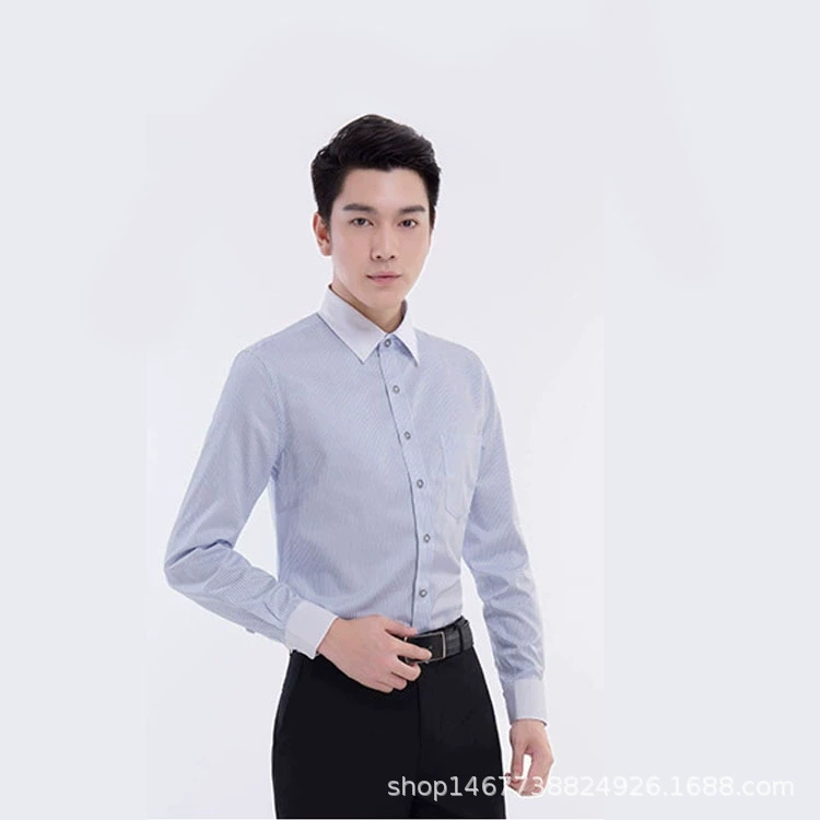 Весной и осенью Новая однотонная Хлопковая мужская Профессиональная рубашка с длинными рукавами бизнес-Группа стрейч