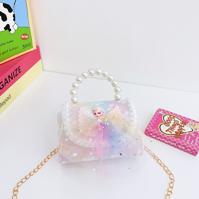 Bolsos infantiles, bolsos de moda princesa de perlas, bolsos de cambio de chicas lindas, bolsos de hombro de encaje
