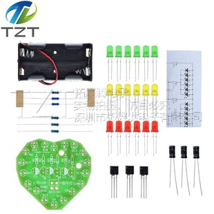 Red Yellow Green Heart-shaped LED Circulating Light Parts Electronic Making Kit Heart-shaped LED Flash Light DIY Kit