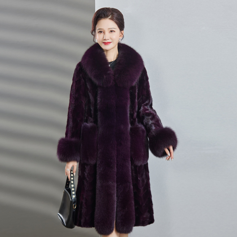 2025 Winter New Style Imported Mink Coat for Women, Long Fox Fur Collar, Mother's Mink Blend Fur Coat for Middle-Aged and Elderly Women 2025 Winter New Style Imported Mink Coat for Women, Long Fox Fur Collar, Mother's Mink Blend Fur Coat for Middle-Aged and Elderly Women