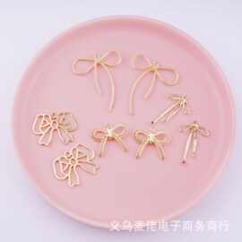 蝴蝶结线条长款 简约风 合金电镀挂件 diy耳饰饰品配件 手作材料