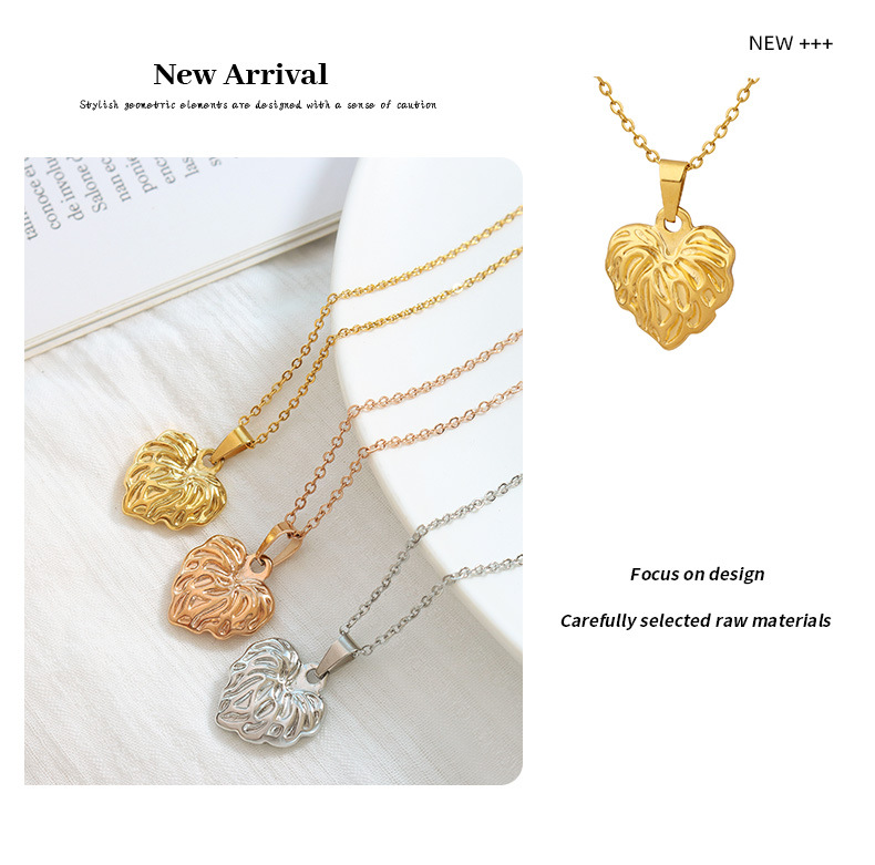 Fashion Heart Shape Titanium Steel Plating Pendant Necklace