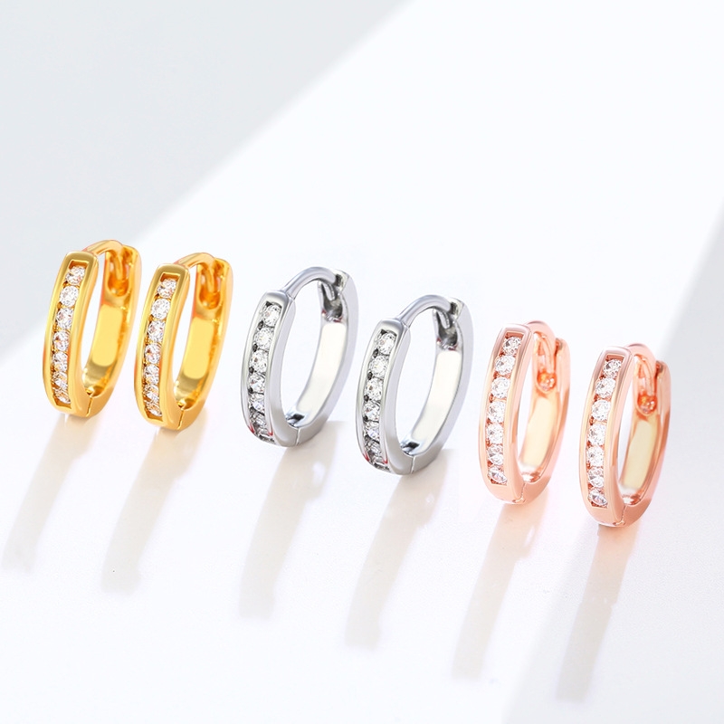 Pendientes de aro chapados en oro – estilo minimalista europeo, joyería femenina clásica