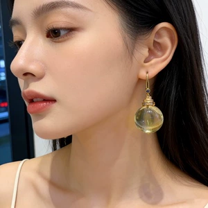 Янтарные модные качественные серьги, 18mm, серебро 925 пробы