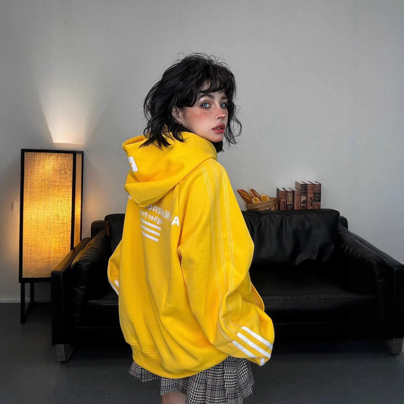 Bangu Original National Trend American Street Letter Dopamine Stripesd Hooded Sweatshirt Design Top Trendy Brand