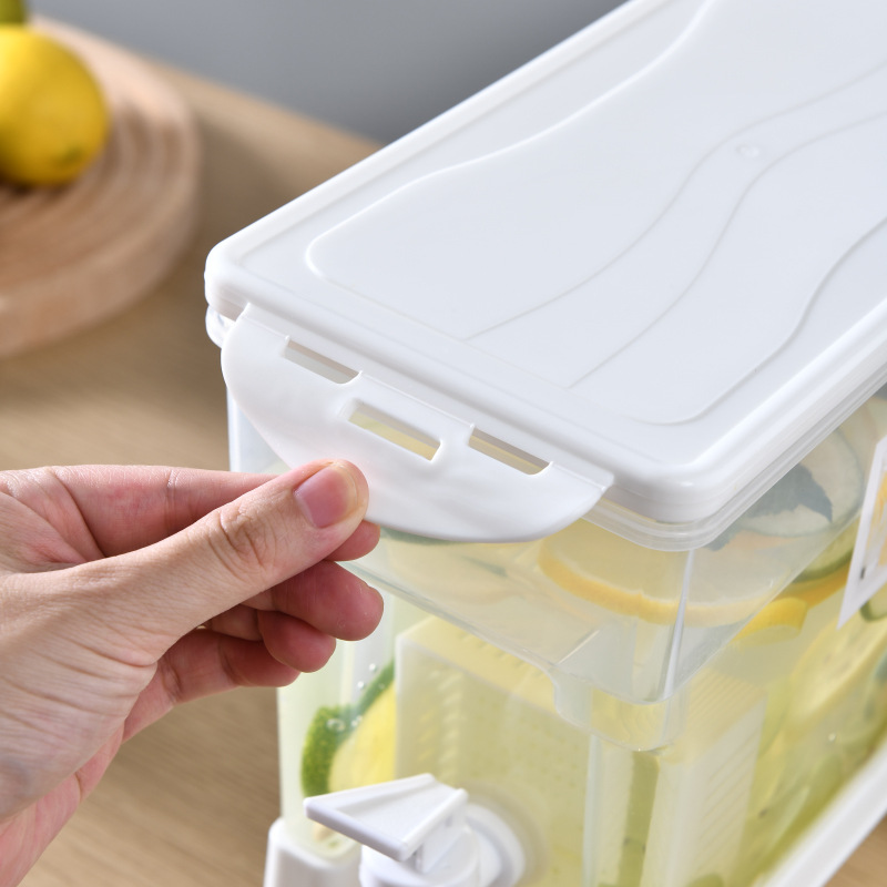 Cubo de agua fría para el hogar con grifo tetera de frutas Cubo de bebida fría de agua helada refrigerador de plástico jugo de limón botella de agua de burbuja fría