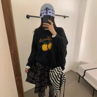 复古甜美针织衫毛衣女橘子提花宽松软糯亲肤秋冬百搭减龄时尚上衣
