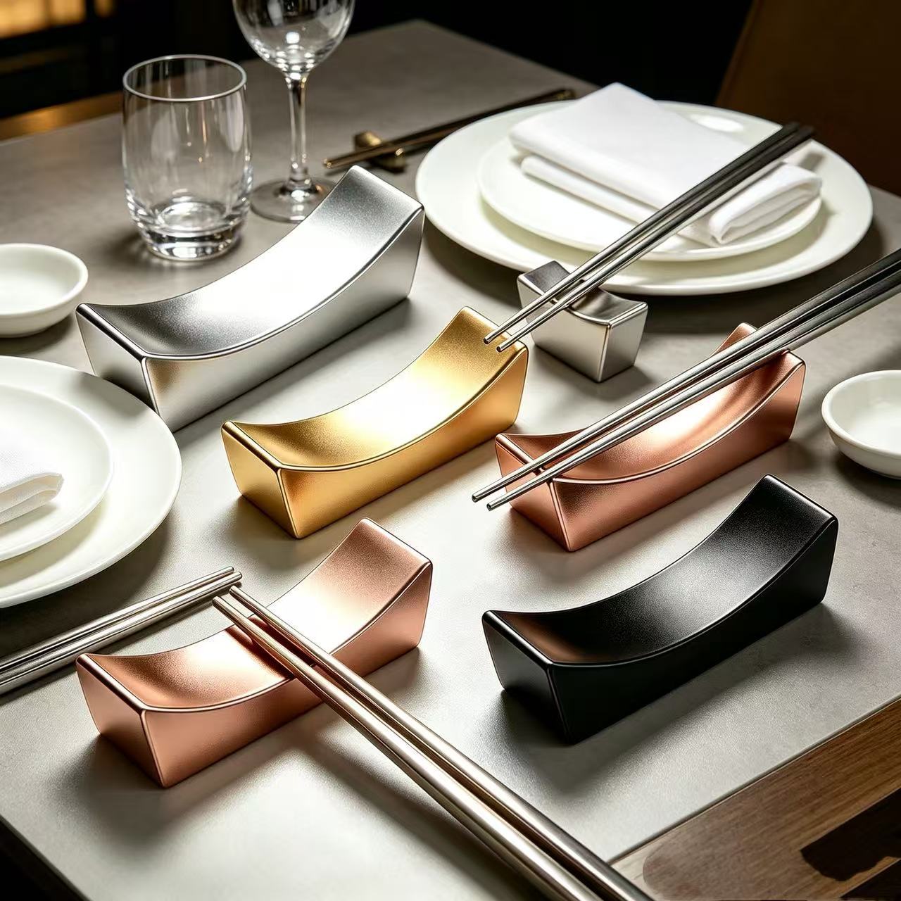 304 stainless steel chopstick holder, ingot-shaped chopstick rest, creative chopstick holder, hotel tableware, table decoration, chopstick rest and spoon pad