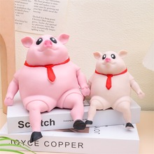 网红创意可爱红领巾励志猪摆件仿真猪动物学生礼物生日礼品