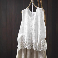 森女日系蕾丝花边时尚背心小衫外穿提花刺绣T恤吊带上衣一件代发