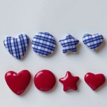 新款亮面酒红色PU皮质蓝白格纹纽扣diy扣子服装辅料配饰手工材料