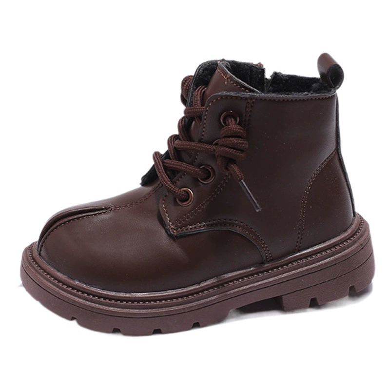 Детские кожаные ботинки для девочек 2025 года, новые осенне-зимние модели в британском стиле, на флисовой подкладке, короткие.