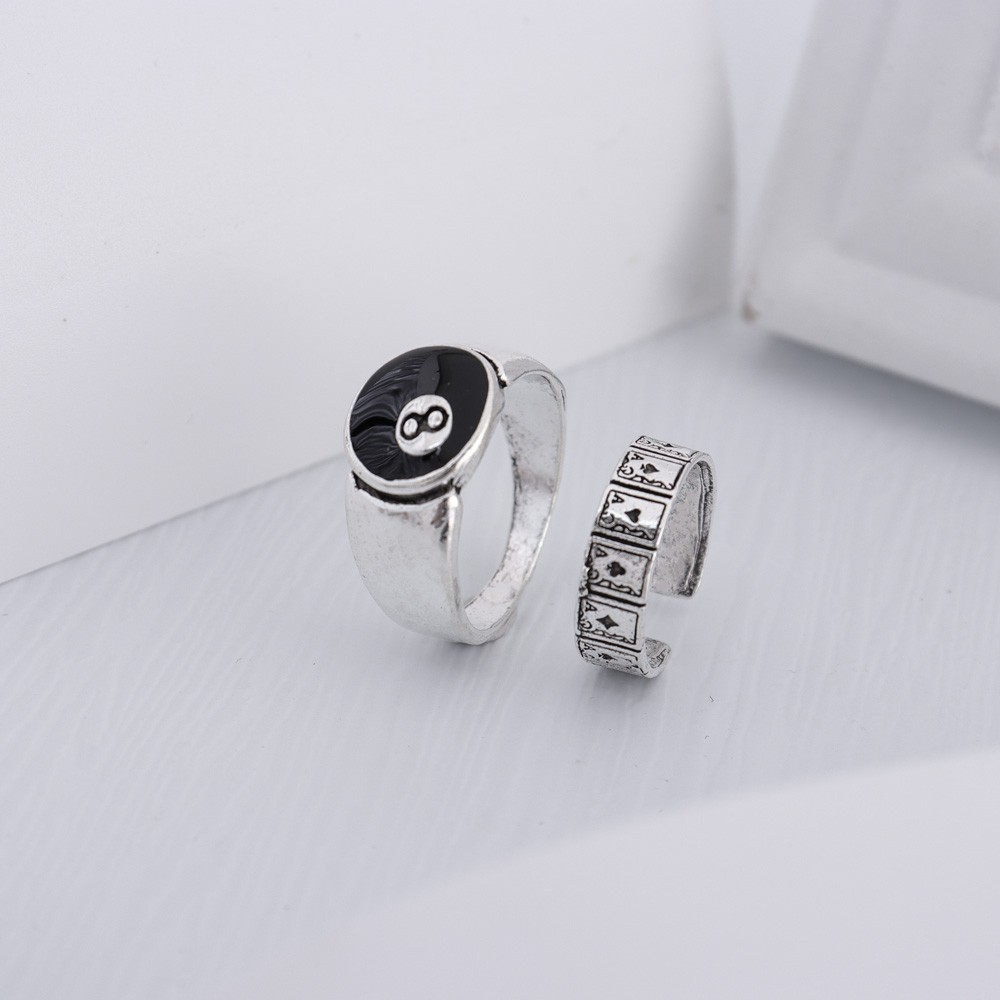 Unisex Gender Cool Style Geometric Poker Skull Alloy Enamel Halloween Unisex Rings