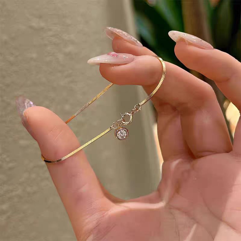 S925 Sterling Silver Bubble Single Diamond Snake Bone Bracelet Plated with 18K Gold and Inlaid with Zircon, High-End Style for Women, Same Model as on Xiaohongshu, Hot Sale S925 Sterling Silver Bubble Single Diamond Snake Bone Bracelet Plated with 18K Gold and Inlaid with Zircon, High-End Style for Women, Same Model as on Xiaohongshu, Hot Sale
