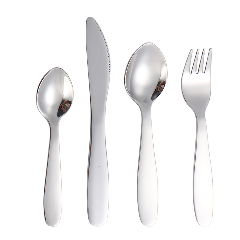 304 cuchillos de acero inoxidable para niños cucharas de dibujos animados creativos cubiertos de acero inoxidable para niños set de cuatro piezas para comida occidental pequeños regalos