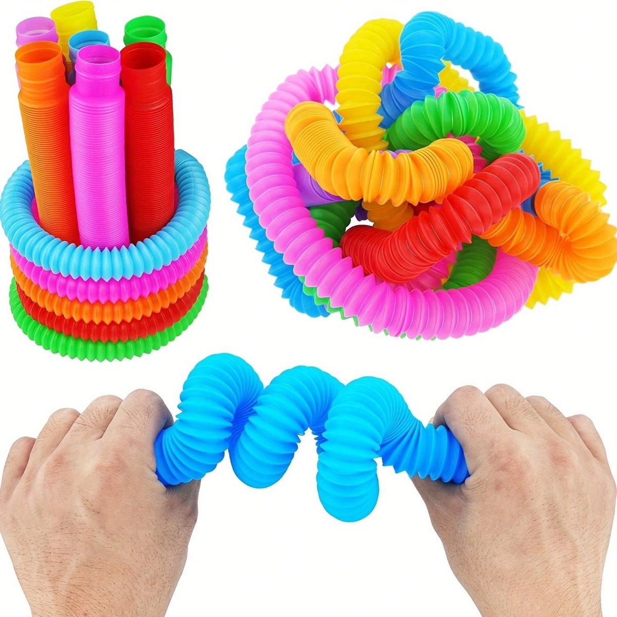 20pcs transfronterizo tubo pop tubo de plástico estirado de color tubo de descompresión corrugado tubo de ventilación tubo telescópico descompresión jugar