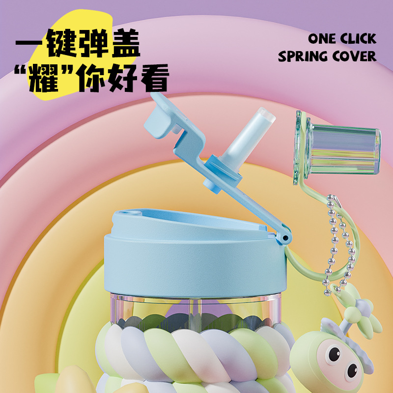 Taza de vidrio de pajita de doble bebida estilo ins, taza de agua portátil de verano para niñas de alto valor, taza de café con leche linda