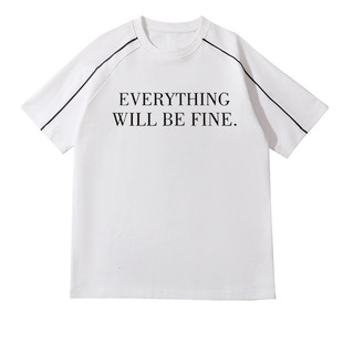 Men's T-Shirt Ins Unisex Stylish Short-Sleeve Round Neck Loose Fashion Trendy Brand Color-Block Striped American Versatile Niche Couple