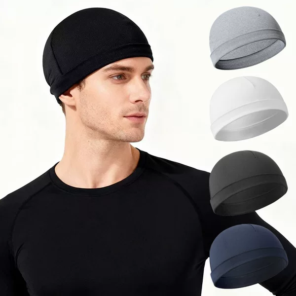 Cross-Border New Model Four-Season Outdoor Sweat-Absorbing Cycling Half-Circle Ski Running Beanie Sports Knitted Hat for Men and Women in Stock