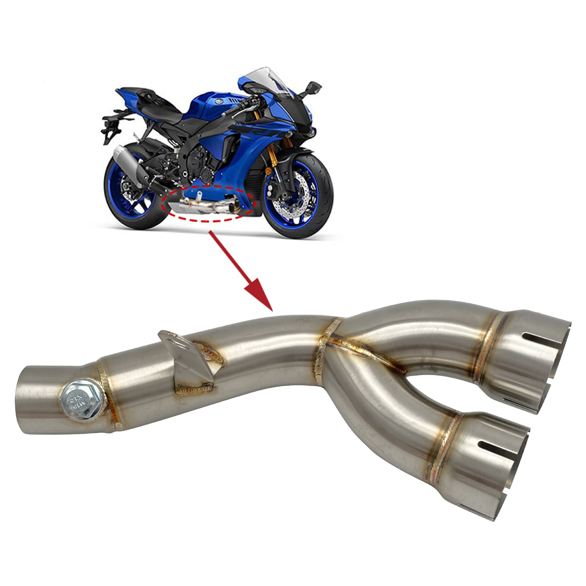 Applicable to Yamaha YZF-R6 06-20 motorcycle modification to back pressure drum to three-way catalytic middle exhaust