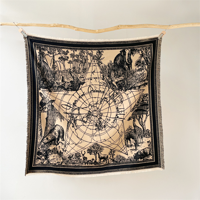 Großer quadratischer Winterschal im Ethno-Stil, doppelseitiger fünfzackiger Stern aus Kaschmir, dicker und warmer Reiseschal_voghion.com