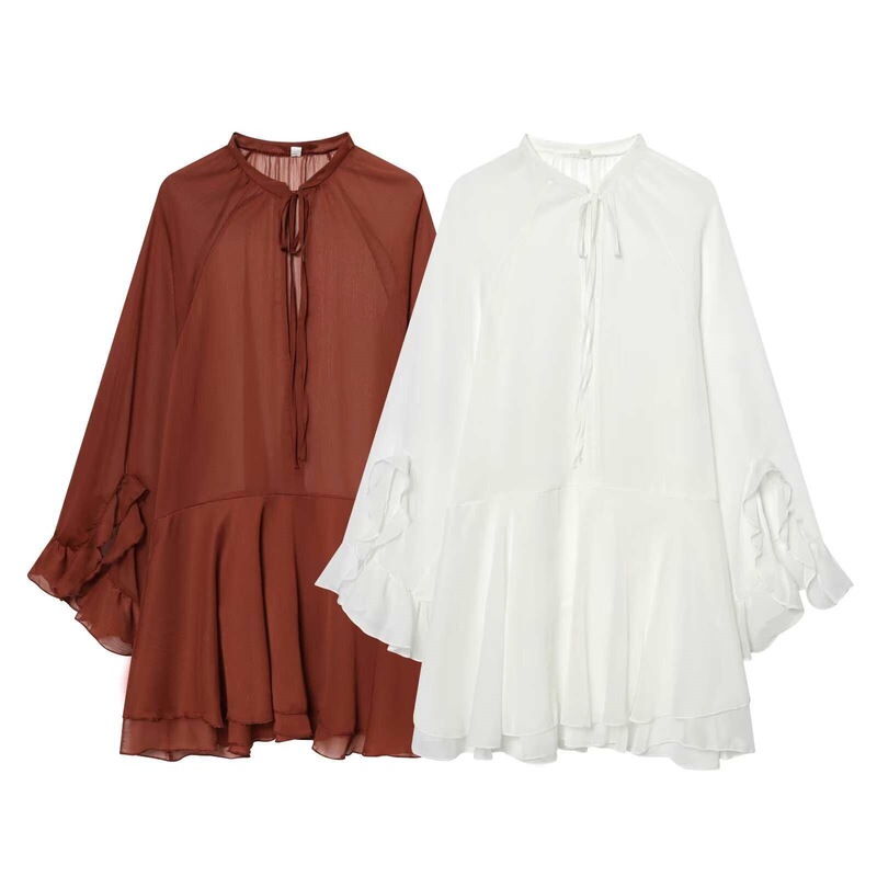European and American Cross-Border Fashion Solid Color Dress White Aliexpress Women's Clothing Cross-Border Fashion Rouge Color Ruffle Edge European and American Cross-Border Fashion Solid Color Dress White Aliexpress Women's Clothing Cross-Border Fashion Rouge Color Ruffle Edge