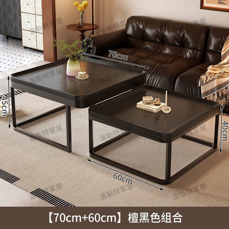 亚马逊批发茶几家用客厅轻奢中古极简小户型阳台圆形胡桃木色茶桌|undefined