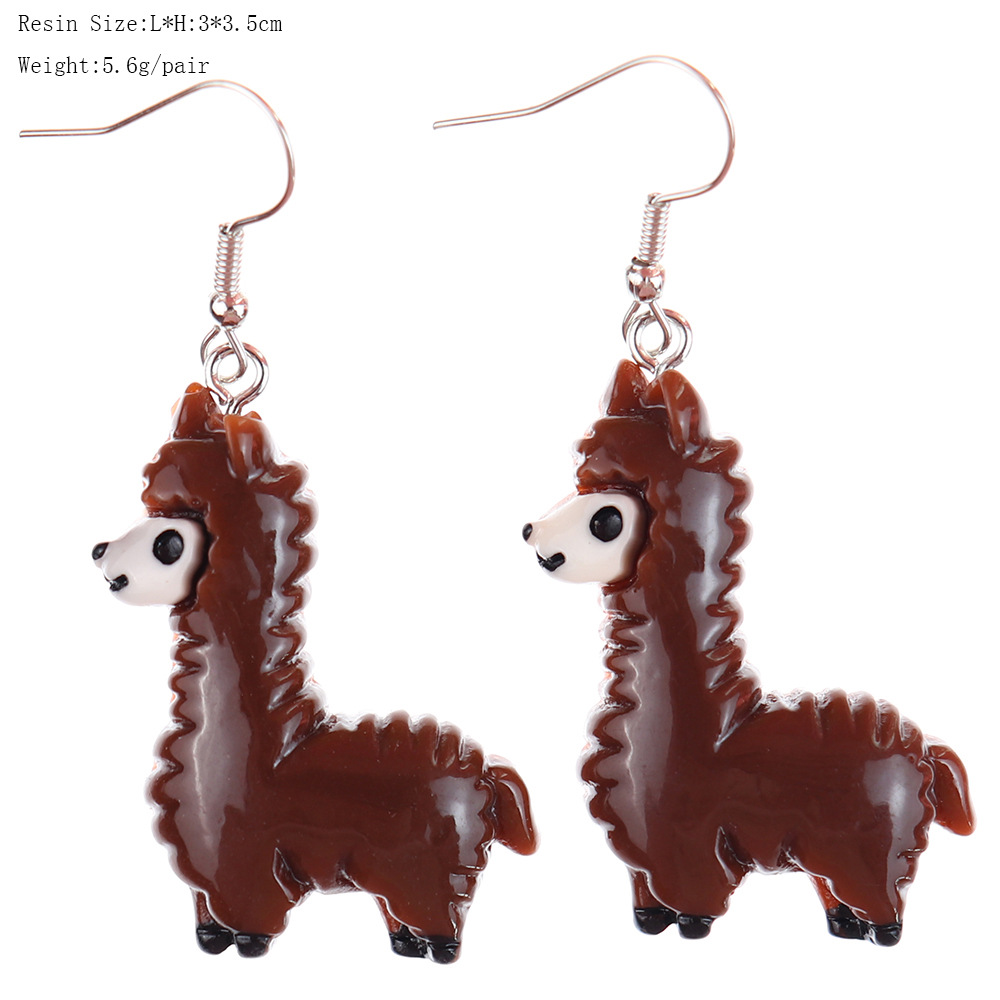 1 Paire Style De Bande Dessinée Mignon Mouton Alpaga Plastique Boucles D'oreilles display picture 9