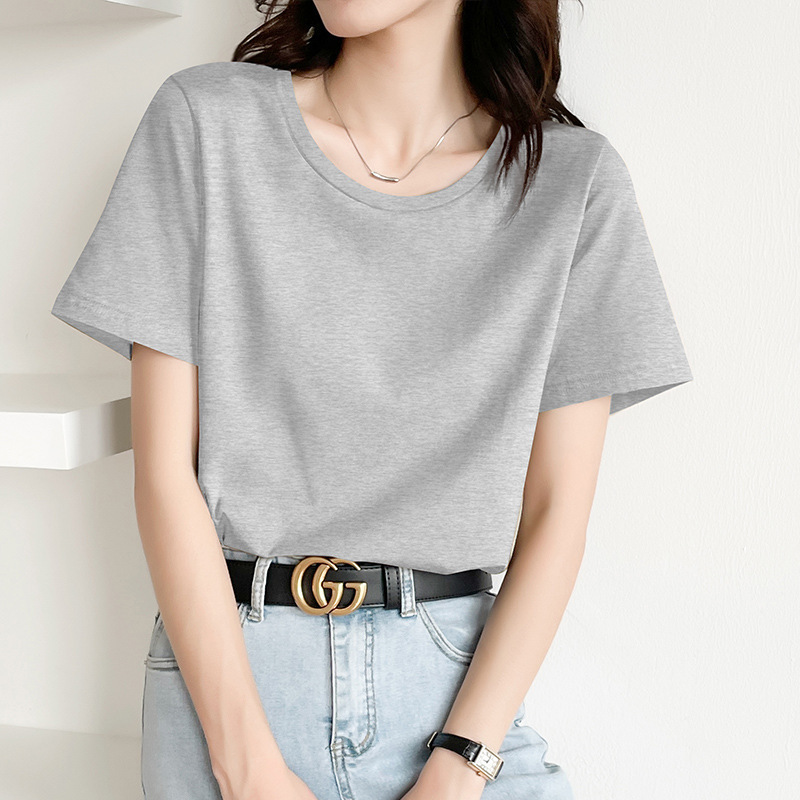 厚手無地不浸透性200g綿ラウンドネック半袖Tシャツ厚手純白ボトムシャツTシャツ男女兼用|undefined