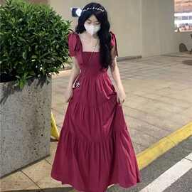 2024年新款春夏季百搭复古小众无袖连衣裙收腰绑带显白火龙果裙子