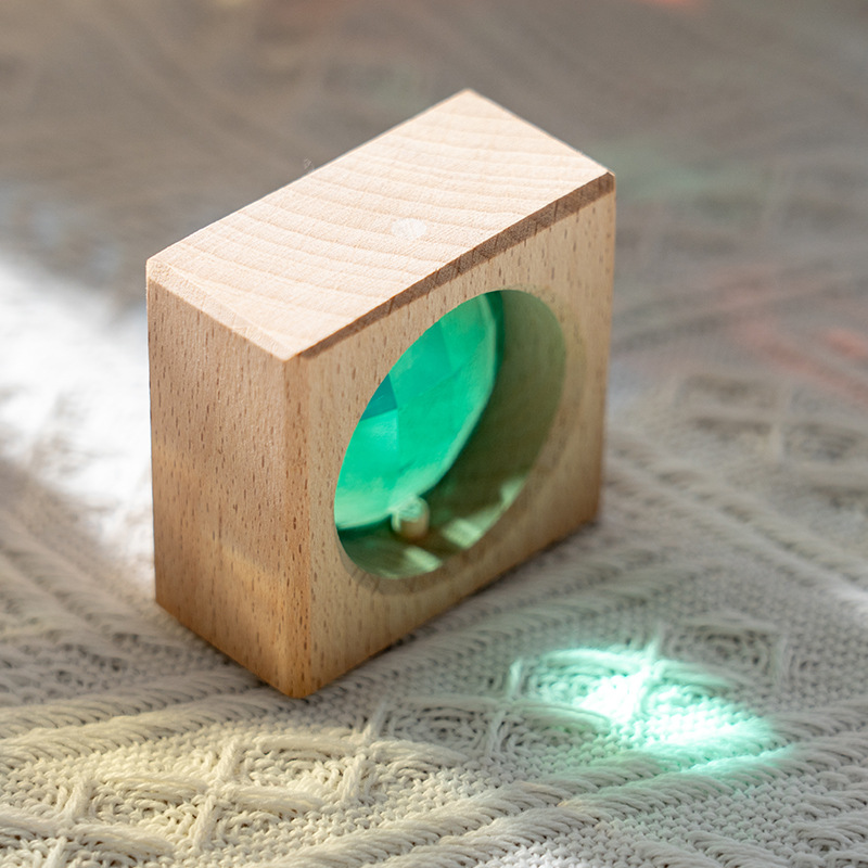 De partículas grandes bloques de construcción transparentes acrílico gema del arco iris de madera maciza de haya niños educativos juguetes de construcción creativos