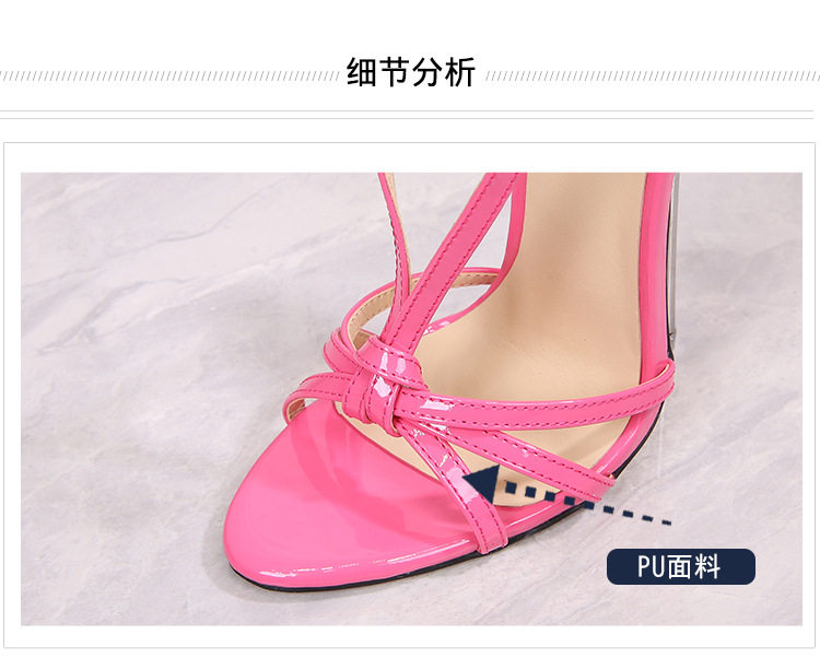 Dép sandal nữ quai ngang gót nhọn kim loại siêu cao, phong cách châu Âu và Mỹ — Màu đen, Màu đỏ, Đỏ đào chi tiết 6