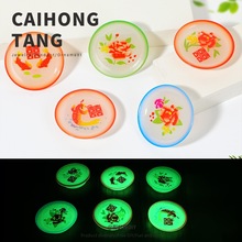 树脂卡通夜复古绘彩盘子 DIY卡通仿真迷你创意手工配件材料批发