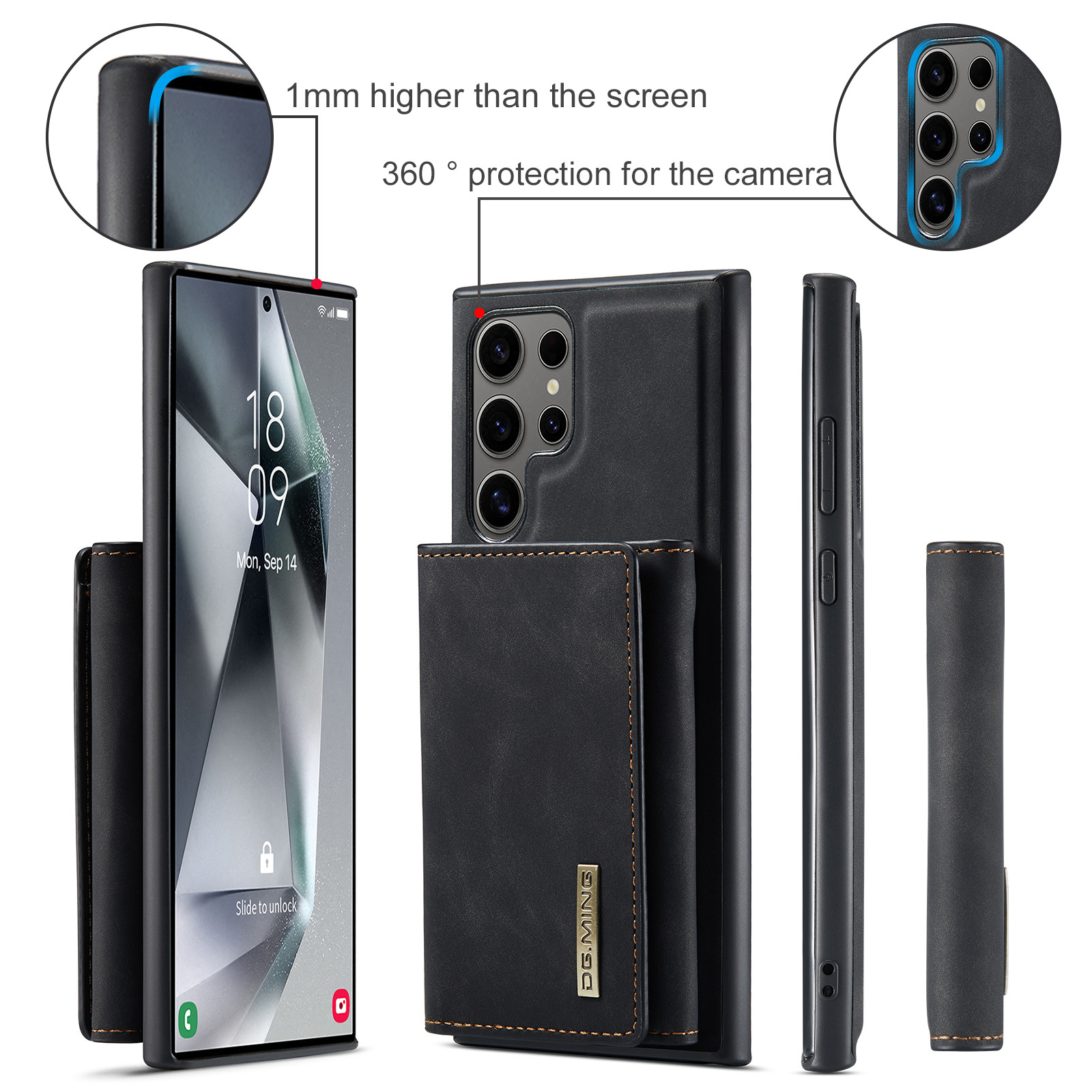 M1 für Samsung S24 Ultra Multifunktions-Geldbörsen-Schutzhülle S23 Ultra Magnetische geteilte Geldbörsen-Lederhülle_voghion.com