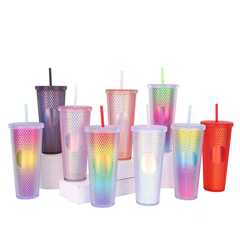 Rainbow Colorful Gradient Durian Cup Ins Wind Internet Celebrity Water Cup Creative High Color Value Hand-held Water Cup Christmas Gift