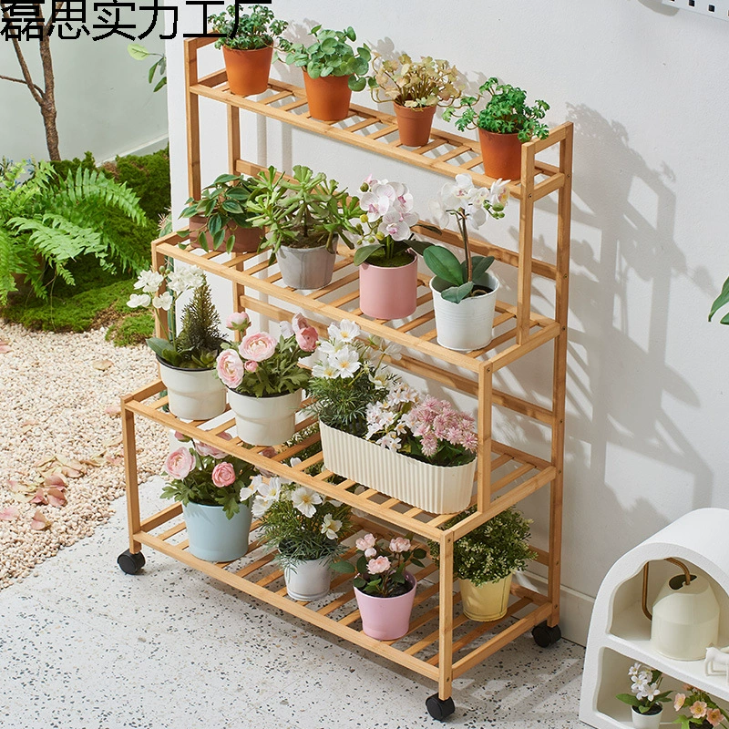 # Балкон цветочная полка комнатная многослойная бамбуковая гостиная бытовая полка мясистая зеленая лоховая горшковая рамка декоративное растение
