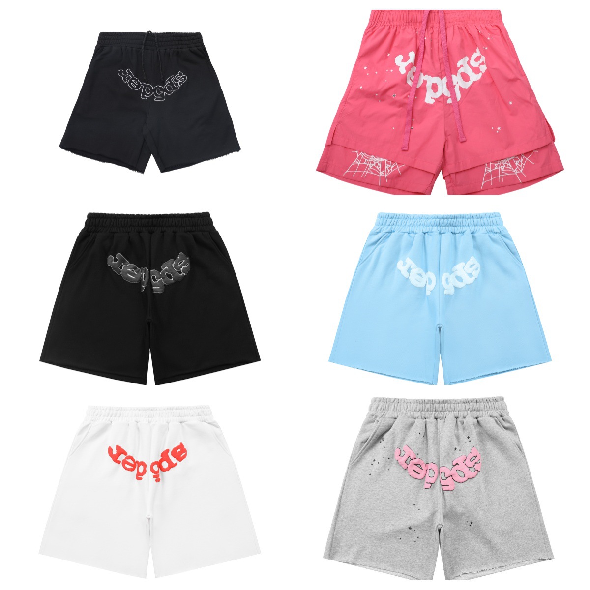 Cross-Border Trendy Brand Sp5Der Shorts Spider Logo Letters Loose Sports Casual Fashion Shorts Men and Women Summer
