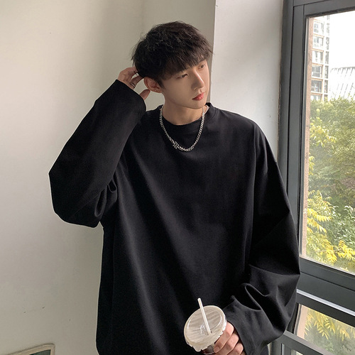 Men's Spring and Autumn Long Sleeve T-Shirt 2025 Trend Brand Ins Inner Layer Loose Casual Base Shirt Versatile Round Neck Top