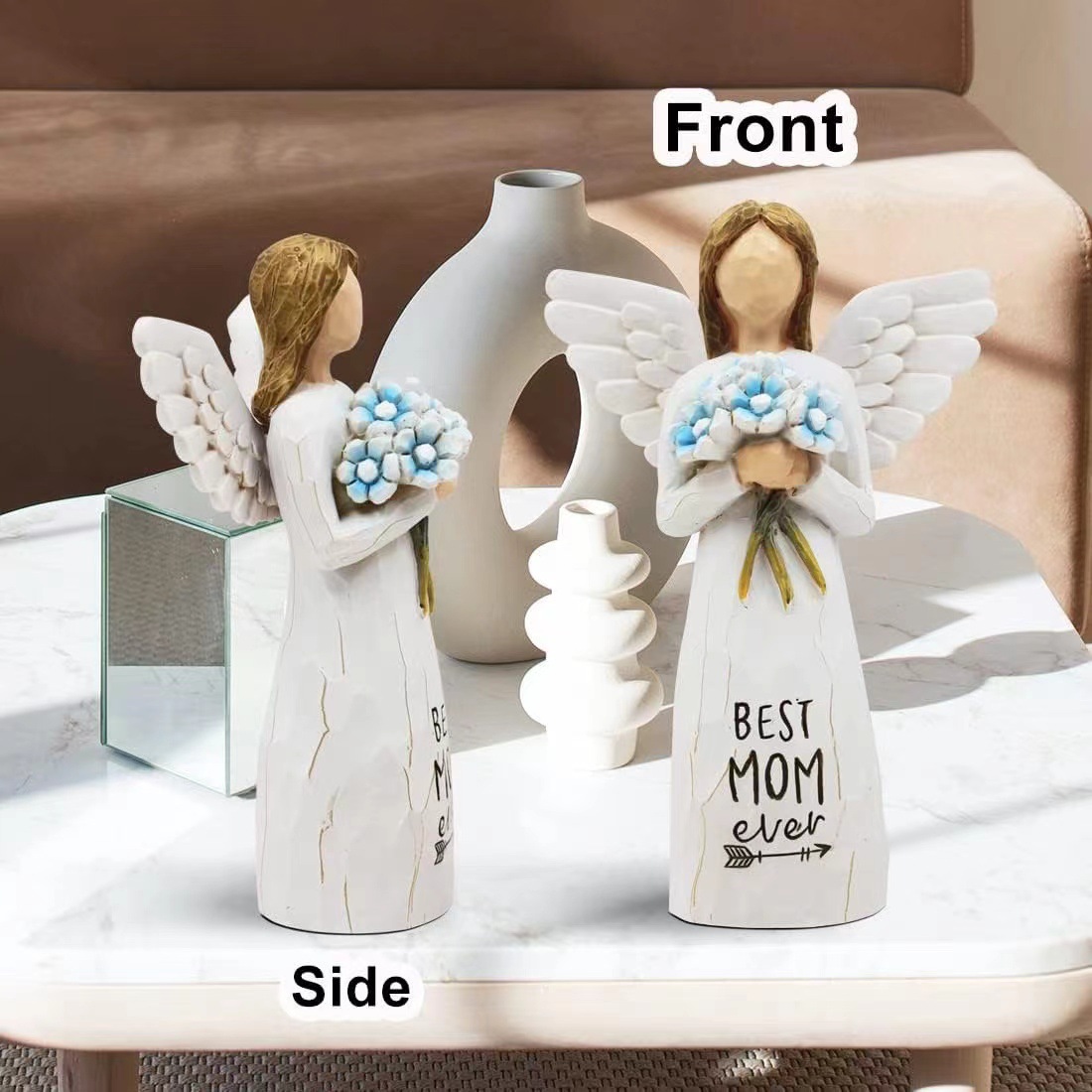 翅膀捧花天使居家客厅酒柜雕塑农作物摆件节日树脂装饰手工