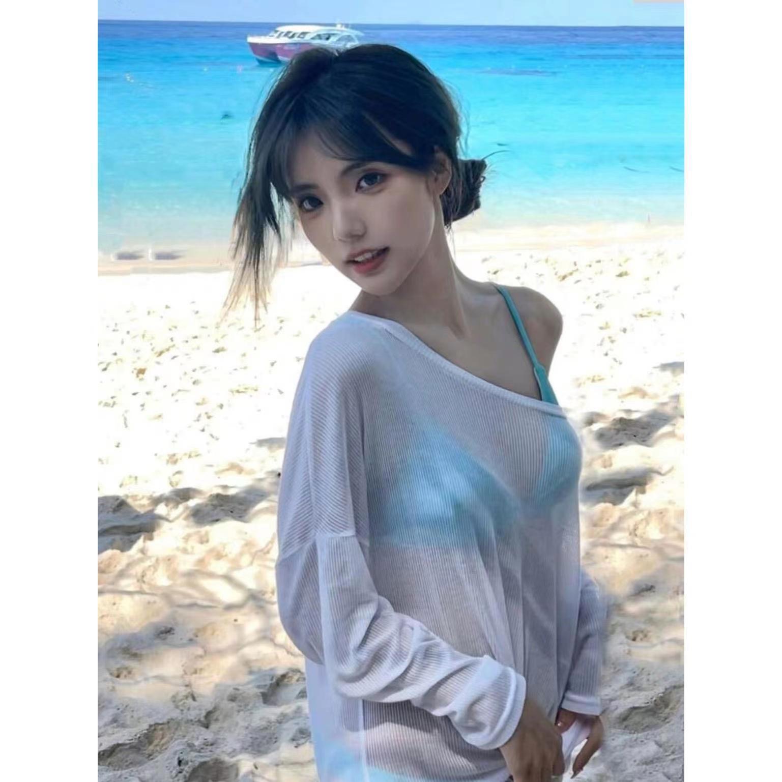 海边度假比基尼泳衣外搭罩衫可下水游泳百搭宽松性感防晒罩衣外套