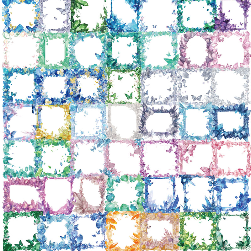 55 Cartoon Butterfly Transparent Crystal Border Combination Stickers for Decoration DIY Photo Frames Id Photos Skateboards Pet Waterproof