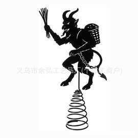 跨境圣诞树铁艺顶饰黑色弹簧塔万圣节派对女巫弹簧装饰摆件批发