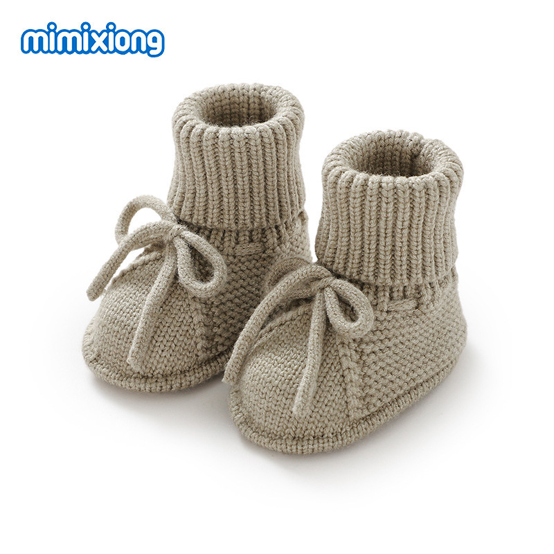 インホット販売秋と冬の新しい幼児無地かわいいリボンニット幼児靴ウールニットフロアソックス|undefined